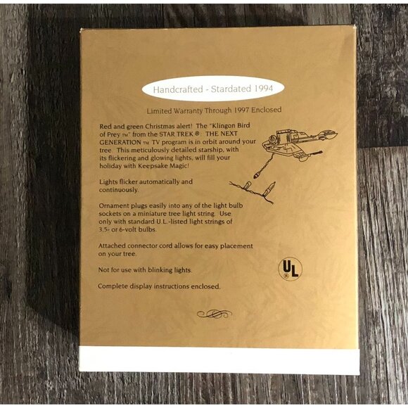 1993 Hallmark Ornament Star Trek The Next Generation Klingon Bird Of Prey New - Picture 2 of 3